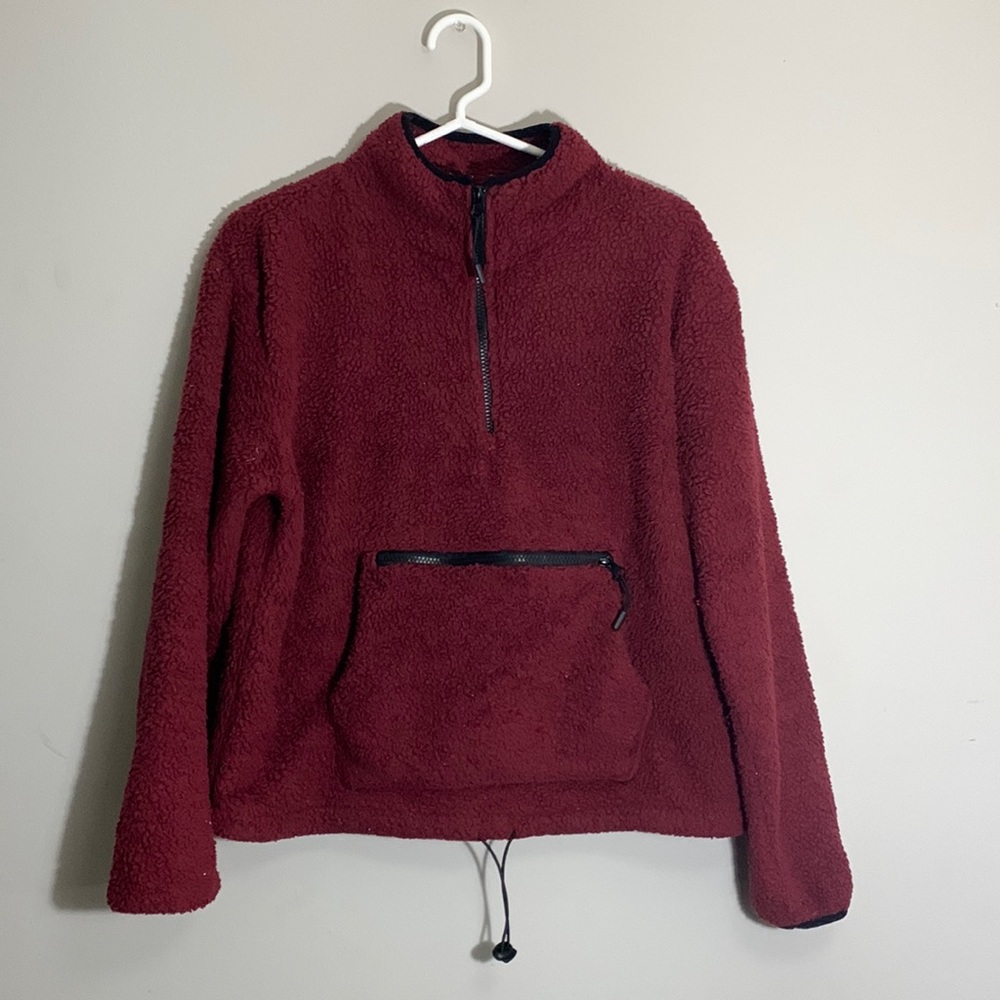 No Boundaries - Red / Burgundy Teddy Bear Pullover Jacket - Size L